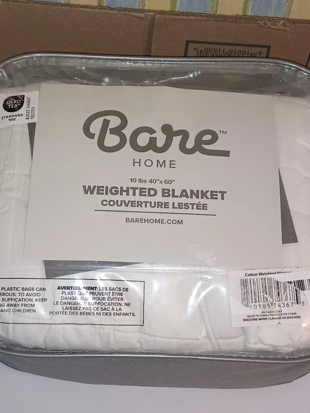 NEW Cotton Weighted Blanket by Bare Home - 10 lb 40